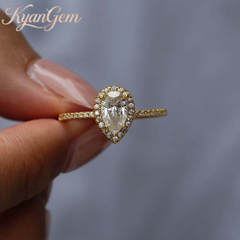 Moissanite Engagement Ring 1 Carat - KyanGem 리얼 18K 골드 Moissanite 반지