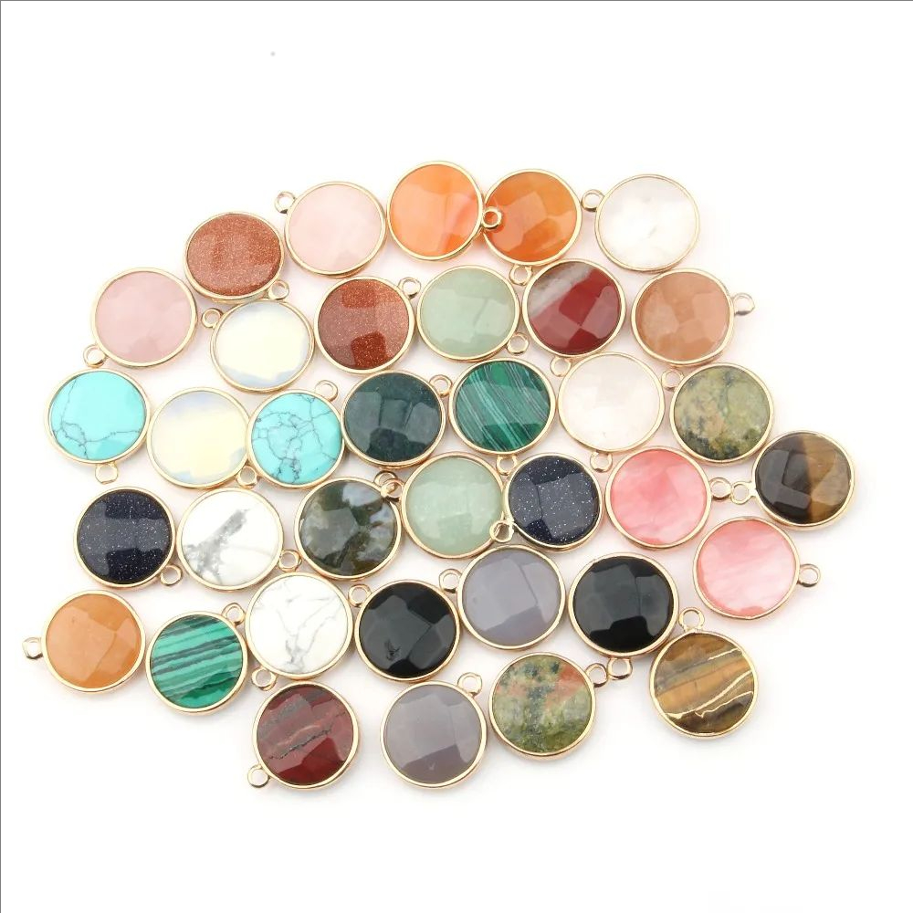 Crystal Pendant Necklace Natural Stone - 천연 크리스탈 마노 옥 면 라운드