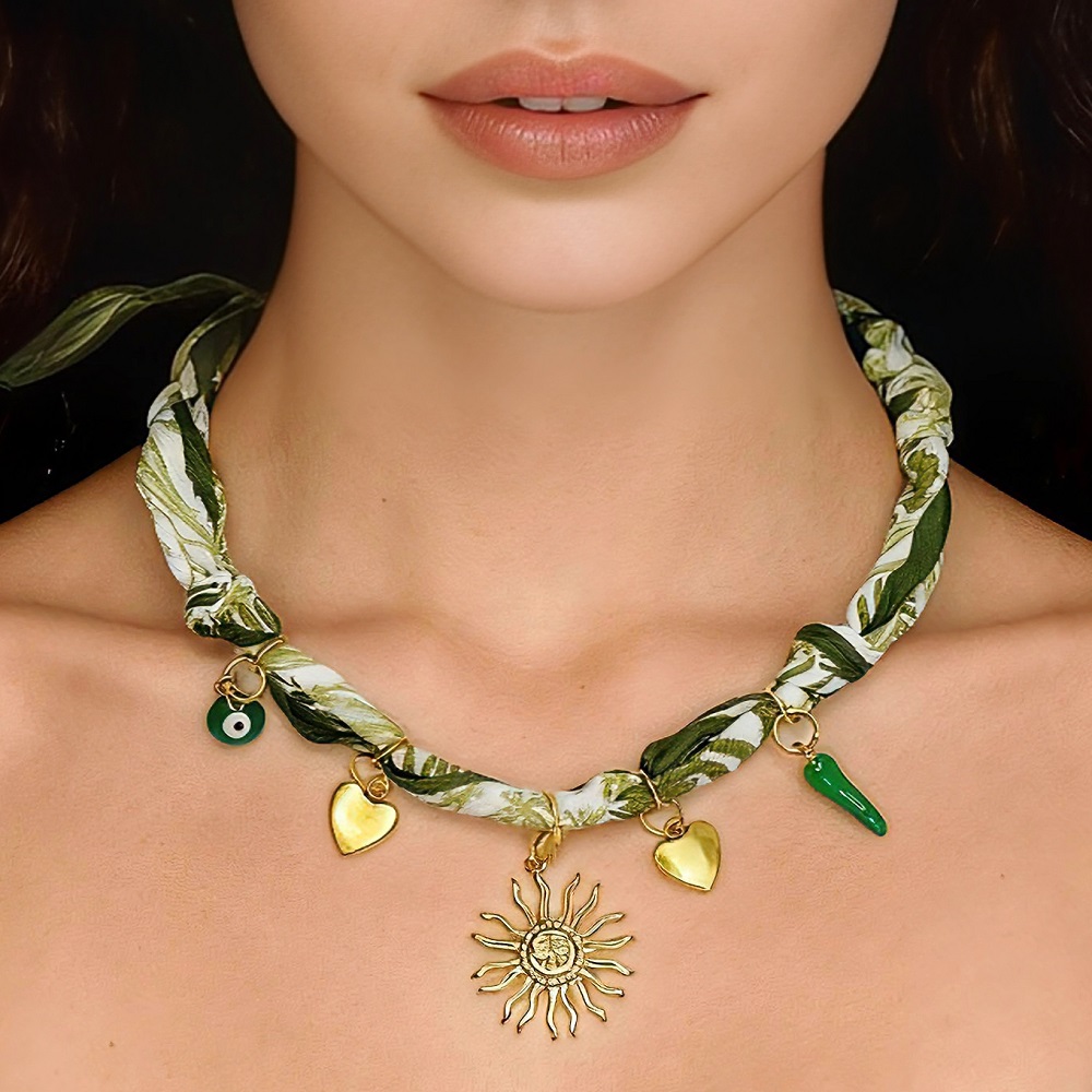 Pearl Choker Necklace Vintage - 골든 선 참스 스카프 목걸이 조절