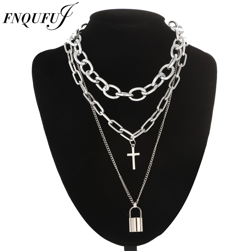 FNQUFUJ 계층화 된 그런지 미적 보석 펑크 체인  - Layered Pendant Necklace Aesthetic 리뷰 및 가격