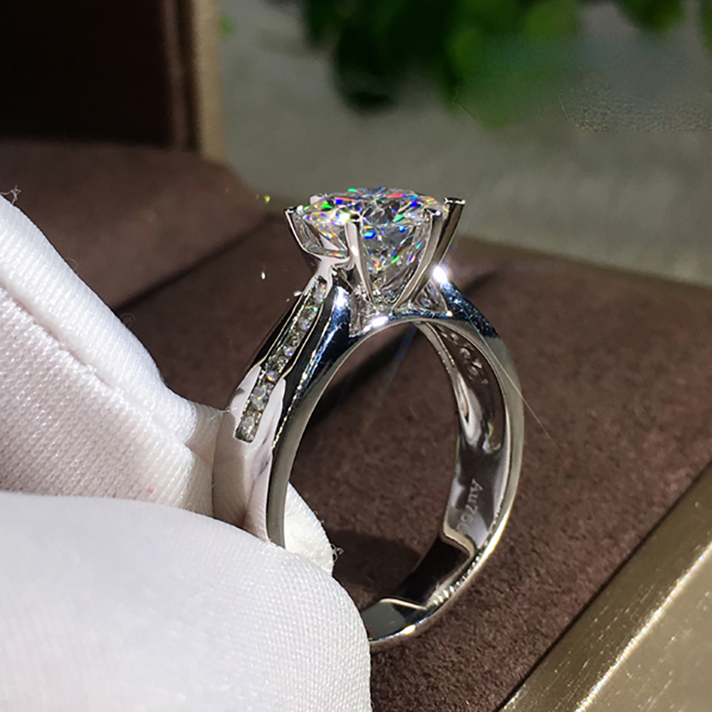 맞춤형 순금 14K Au585 화이트 골드 여성 웨딩  - Moissanite Engagement Ring 1 Carat 리뷰 및 가격