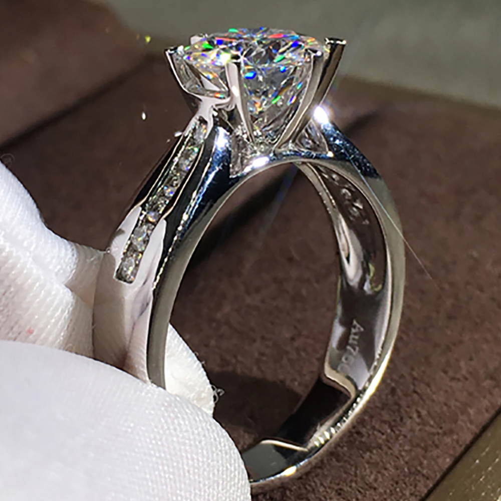맞춤형 순금 14K Au585 화이트 골드 여성 웨딩  - Moissanite Engagement Ring 1 Carat 리뷰 및 가격