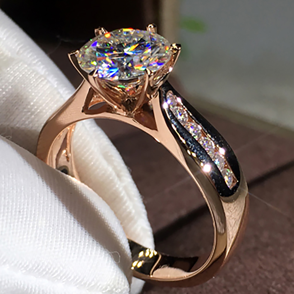 맞춤형 순금 14K Au585 화이트 골드 여성 웨딩  - Moissanite Engagement Ring 1 Carat 리뷰 및 가격