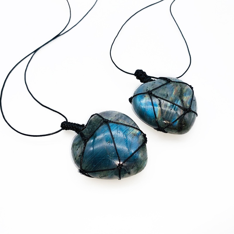 천연 수공예 라브라도라이트 문스톤 하트 모양 펜던트 목 - Crystal Pendant Necklace Natural Stone 리뷰 및 가격