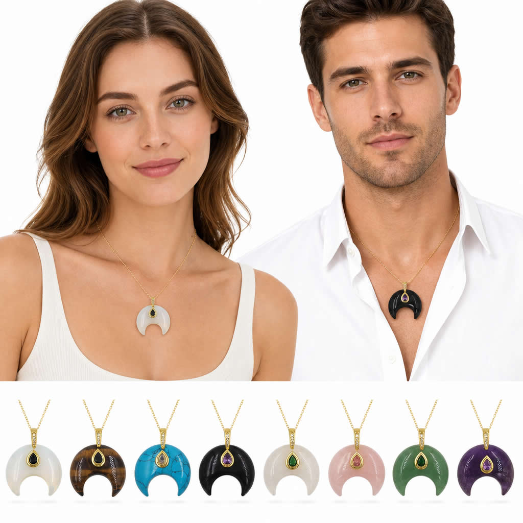 30mm 초승달 펜던트 천연 보석 힐링 크리스탈 목걸이 - Crystal Pendant Necklace Natural Stone 리뷰 및 가격