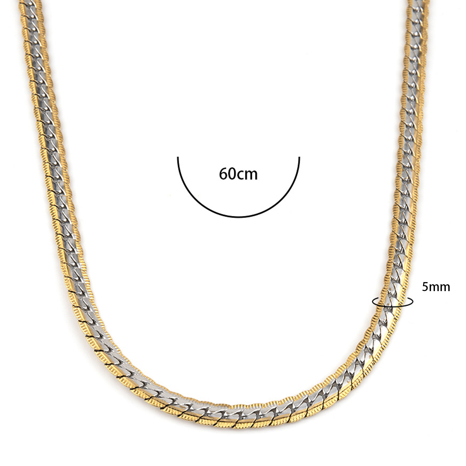 316L 스테인리스 스틸 투톤 커브 체인 목걸이, 저자 - Cuban Link Chain 12Mm 리뷰 및 가격
